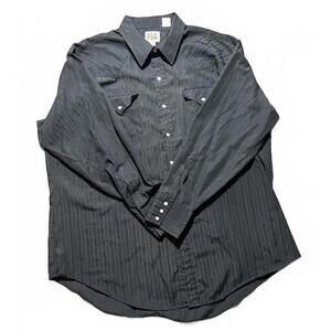 ELY Cattleman Western Snap Shirt Mens XXL Black Textured Long Sleeve Cowboy